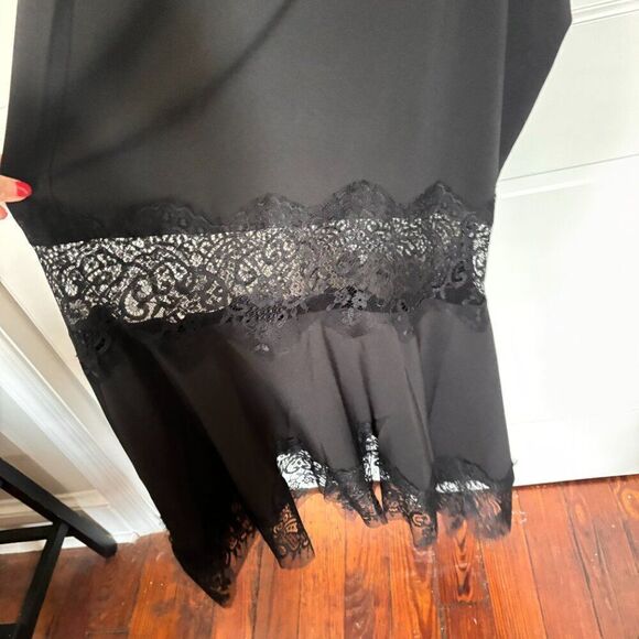 NWT Hutch Anthropologie Black Asymmetrical Lace Mix Maxi Slip L - Picture 5 of 7